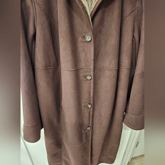 NWT - Gallery Faux Fur "Chocolate - Heather" Long Winter Coat - Size 1X - Picture 7 of 12